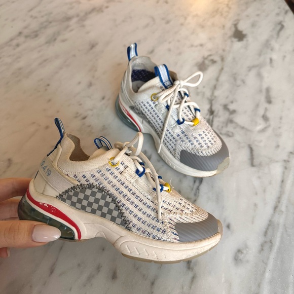 Zara 26 Kids Knit Sneakers White Breathable Tech Runners - Picture 3 of 8